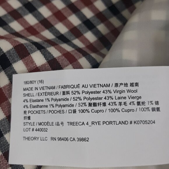 NWT Theory Treeca 4 Ivory Multi Rye Portland Chino Cropped Pant 16 Preppy - Picture 11 of 12